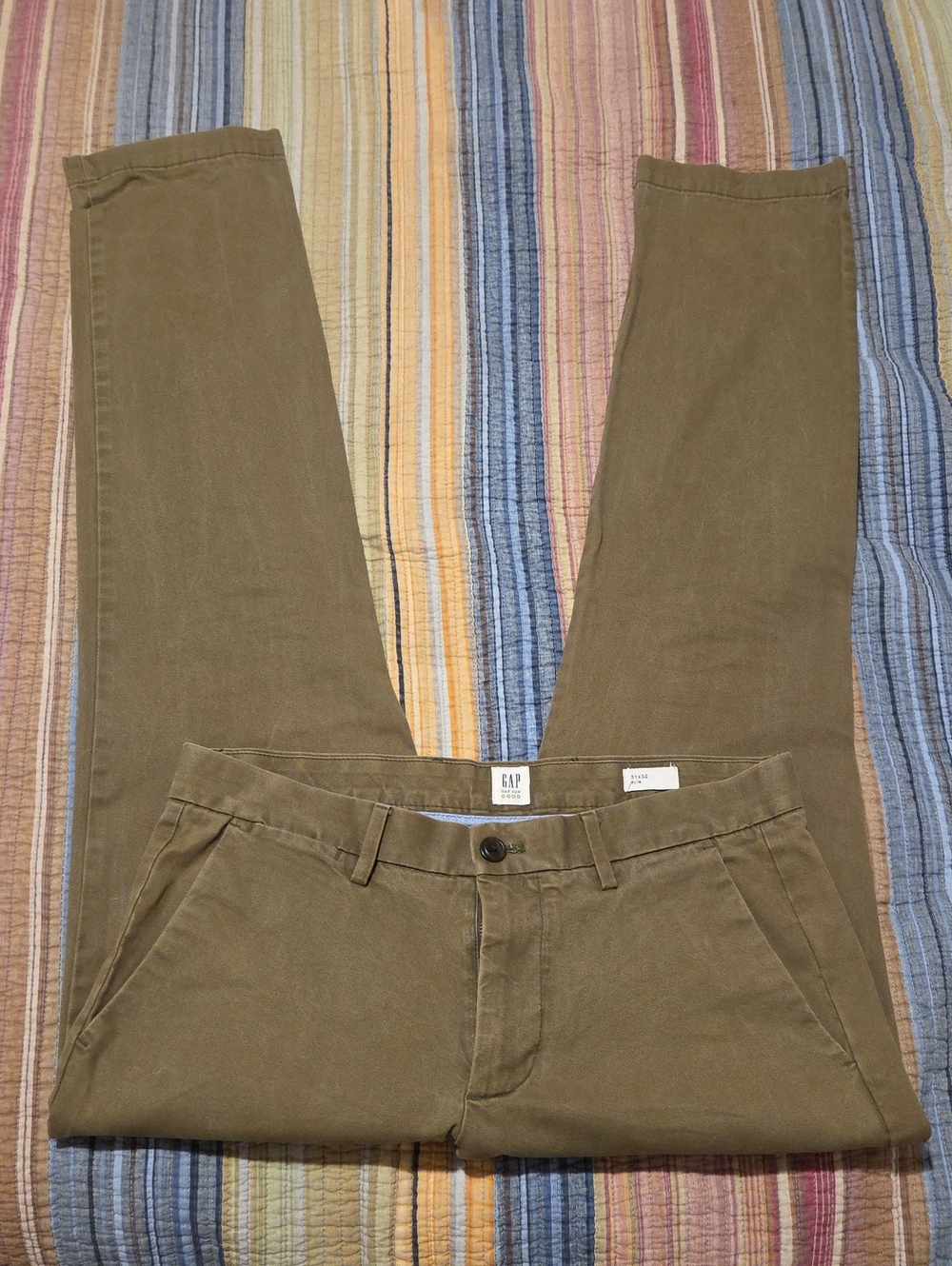 GAP For Good Men's Chino Pants in Olive Brown Size 31x32 Slim